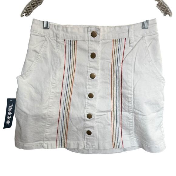 ModCloth A Spring Fling Button Down A-Line Skirt Marshmallow Bliss Small Boho - Picture 1 of 7